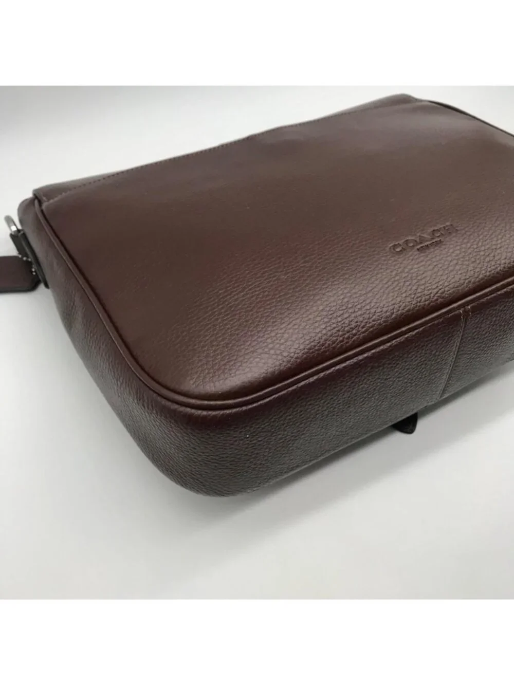 Coach Brown Pebbled Leather Warner Messenger Bag CW215